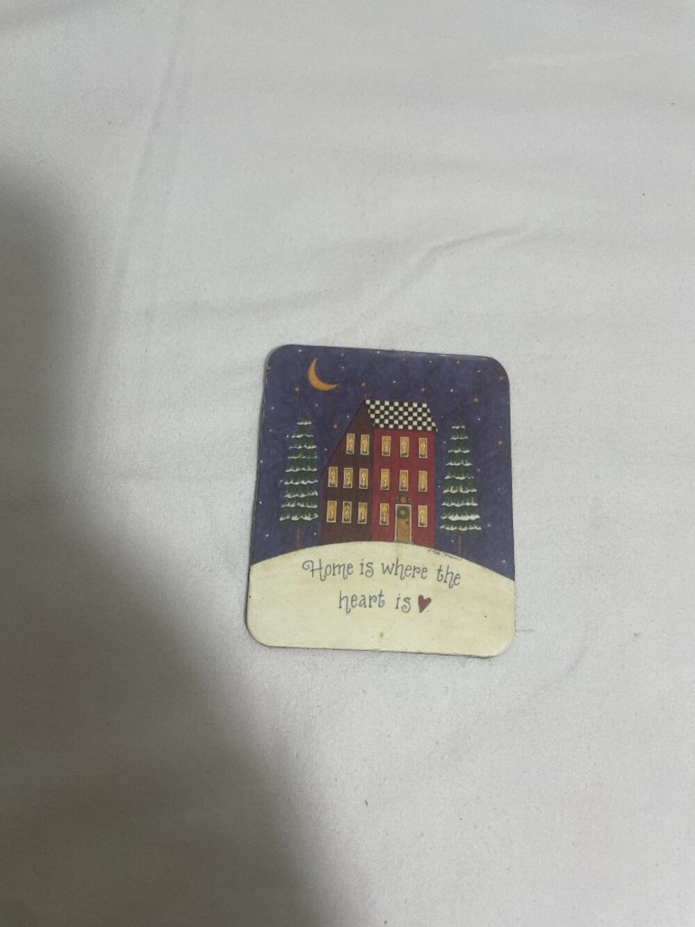 Folk Art House Refrigerator Magnet “Home Is Where the Heart Is” 3” Primitive